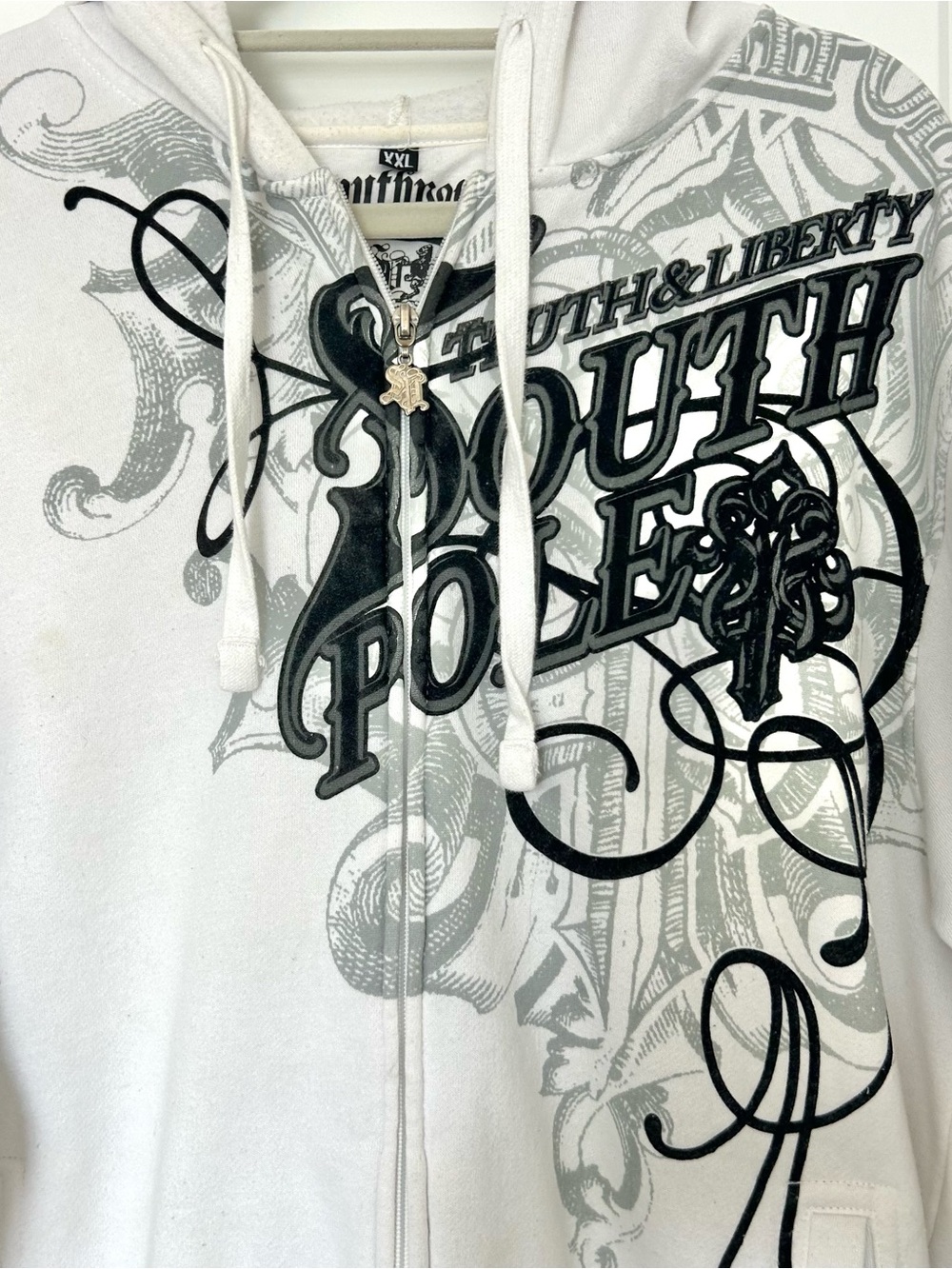 Vintage Y2K Southpole Zip Up Hoodie XXL Mens White Skater Grunge Logo - Picture 3 of 9